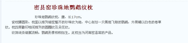 唐代 密县窑珍珠地鹦鹉纹枕 故宫博物院藏  俨唐古瓷馆 古陶瓷标本馆 古陶瓷博物馆 四川博物馆 成都博物馆  ...
