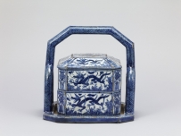 重要文化财· 染付龙涛纹提盒· 青木木米作 · 江户时代 19世纪